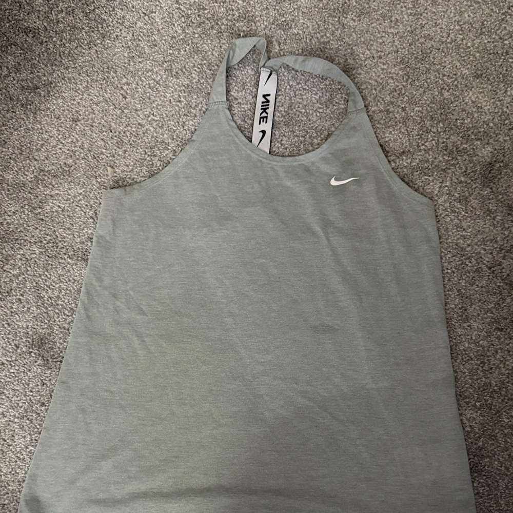Nike Women's Olive Green Scoop Neck Racerback Tank with White Swoosh
